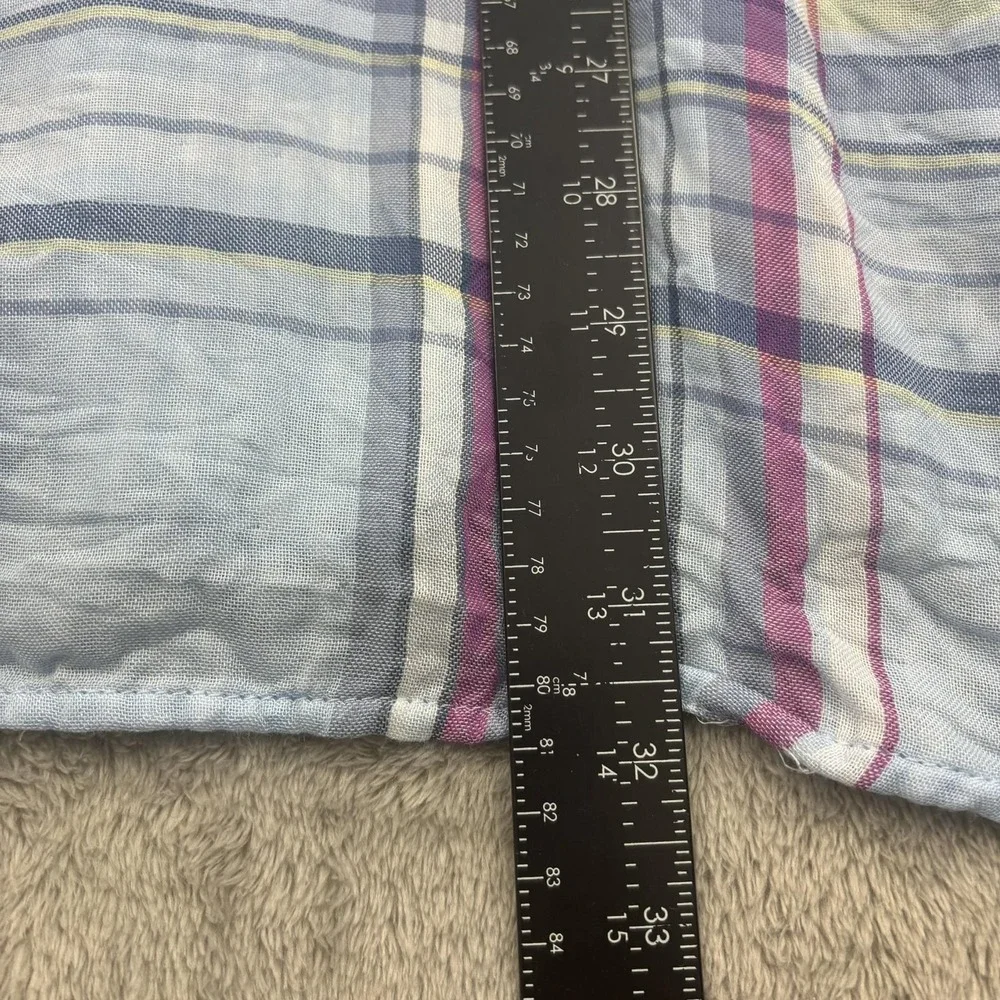 Catherines Button Up Shirt Womens 3X‎ Blue Pink Plaid Lightweight Beachy Casual - Picture 9 of 15